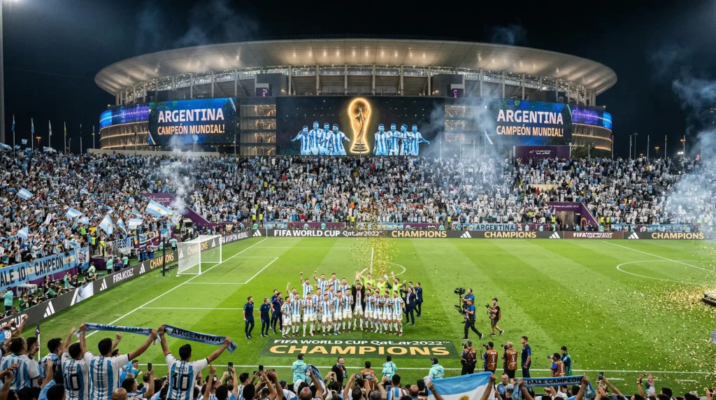Argentina national soccer team defending their 2022 World Cup title at the 2026 tournament