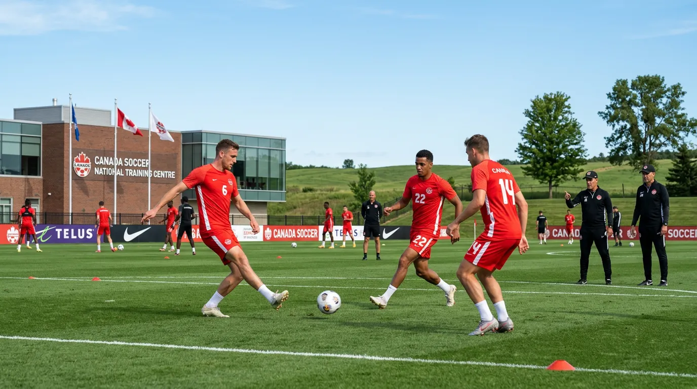 Canadian national soccer team during training session