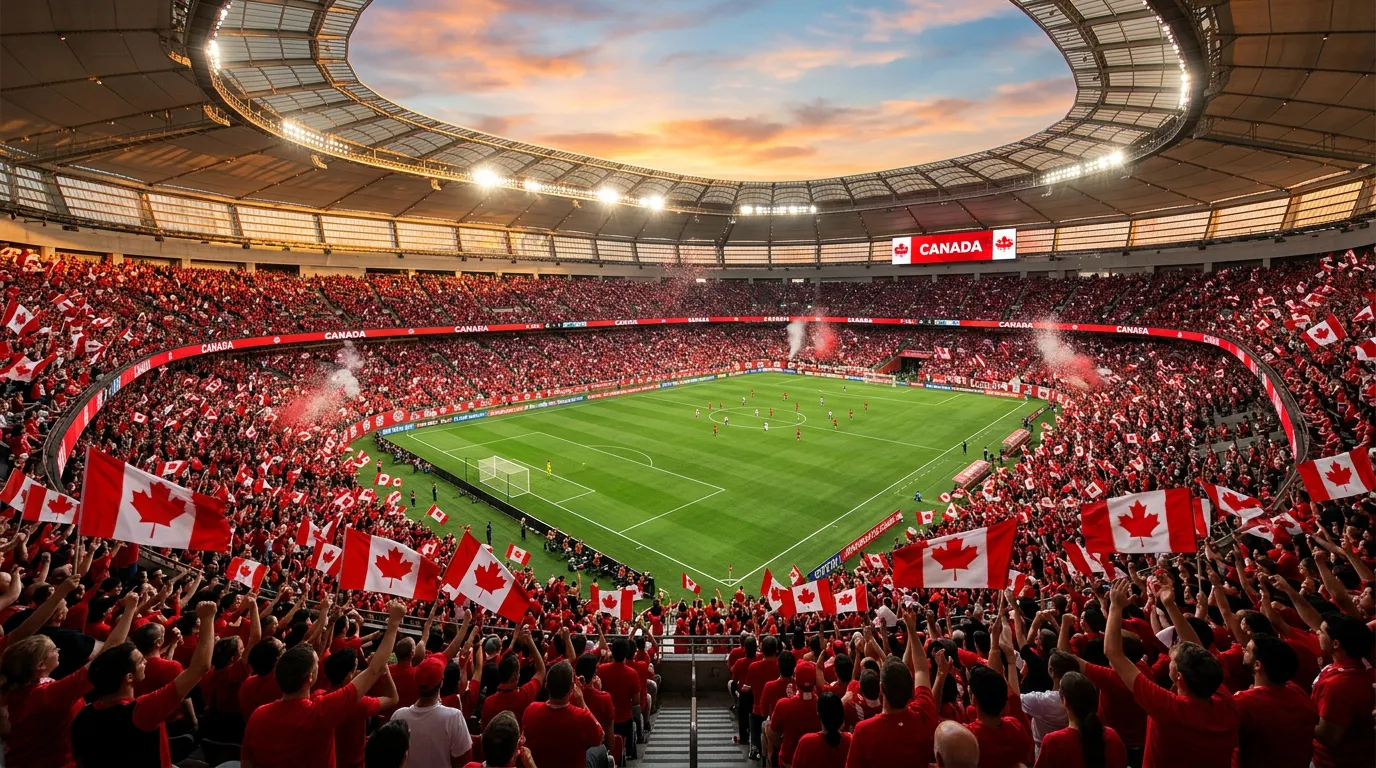 World Cup 2026 stadium atmosphere with Canadian fans